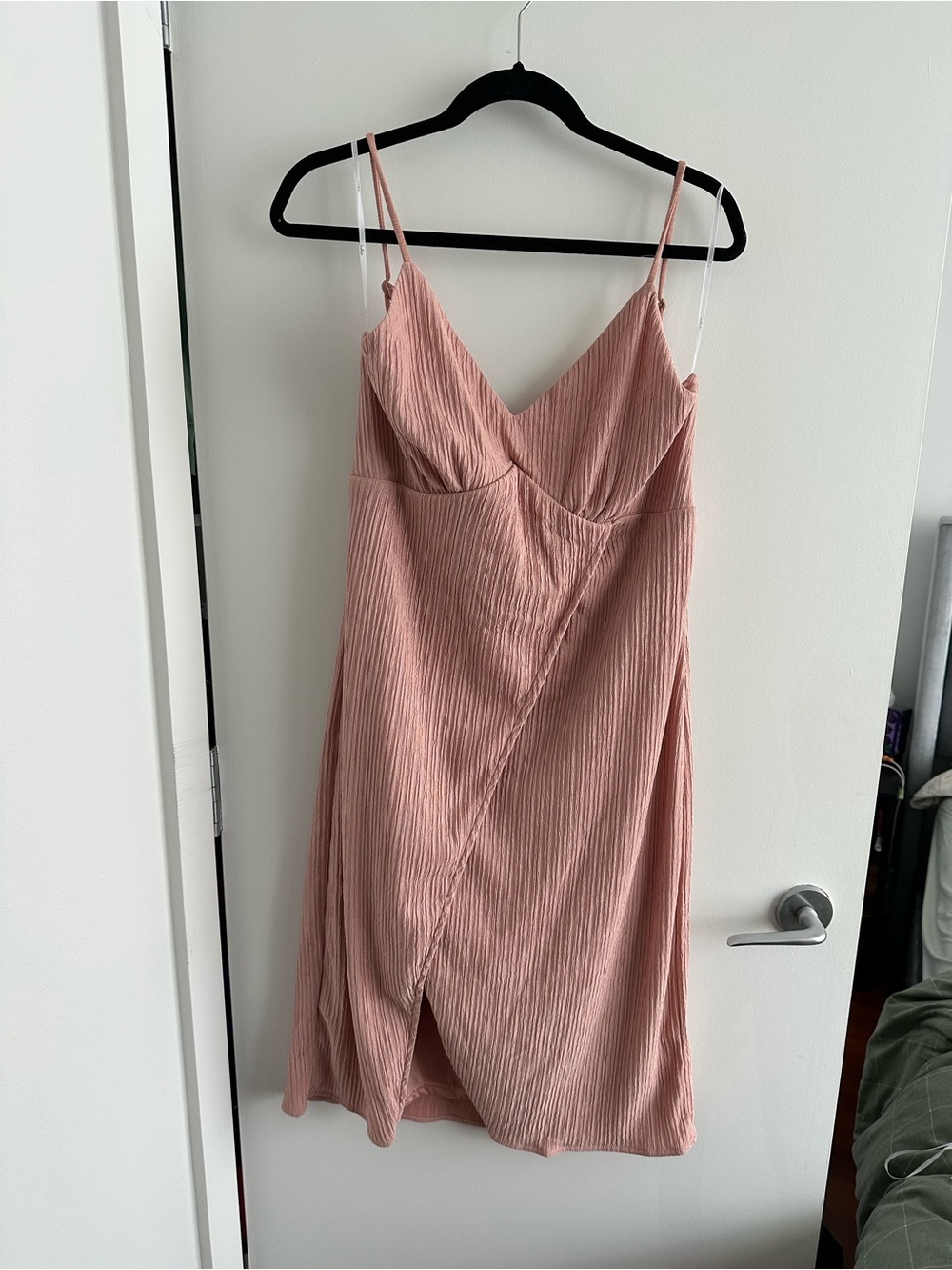 Lulu's Dusty Rose Ribbed Wrap Midi Slip Dress